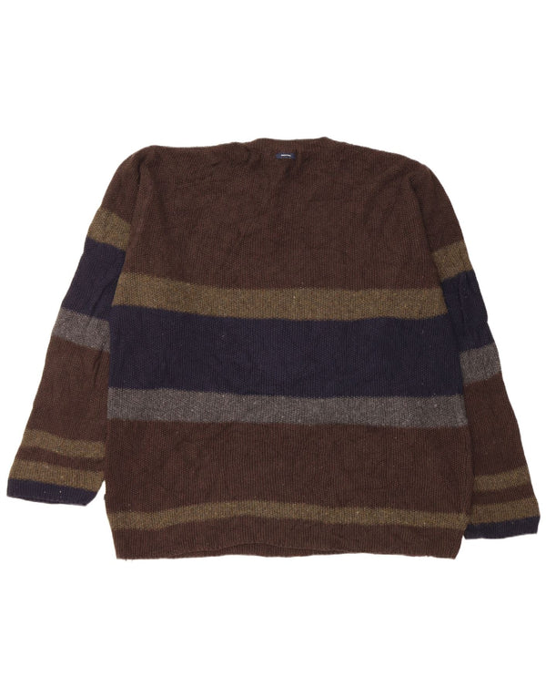Maglione maglione girocollo da uomo Nautica XL in cotone color block marrone
