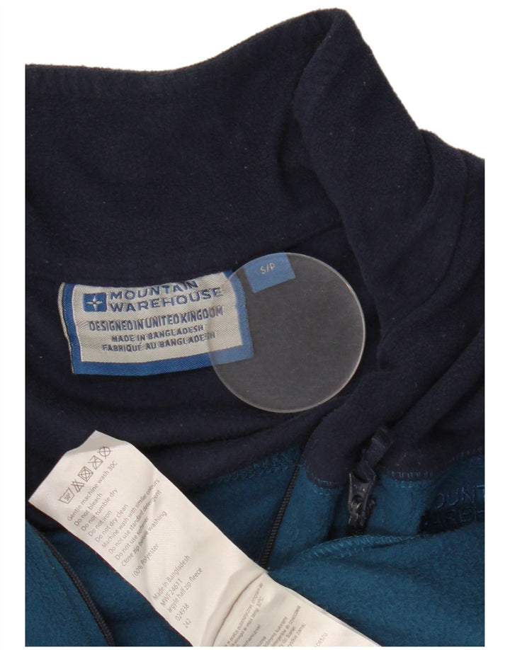 Maglione in pile da uomo con collo con zip Mountain Warehouse piccolo blu a blocchi di colore