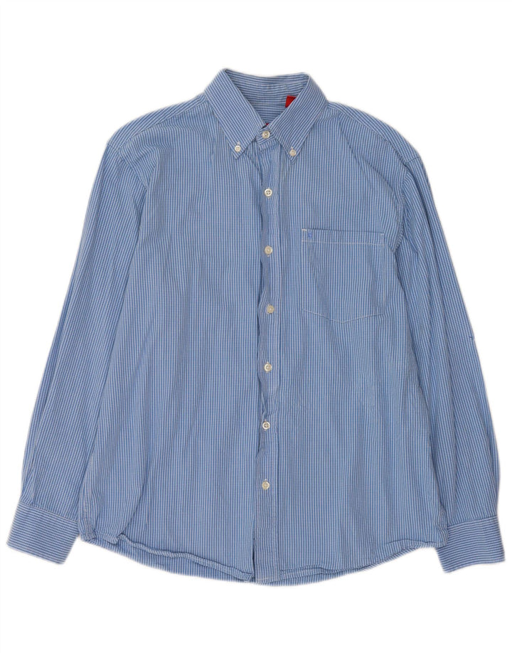 Camicia da uomo Izod in cotone a quadri blu medio