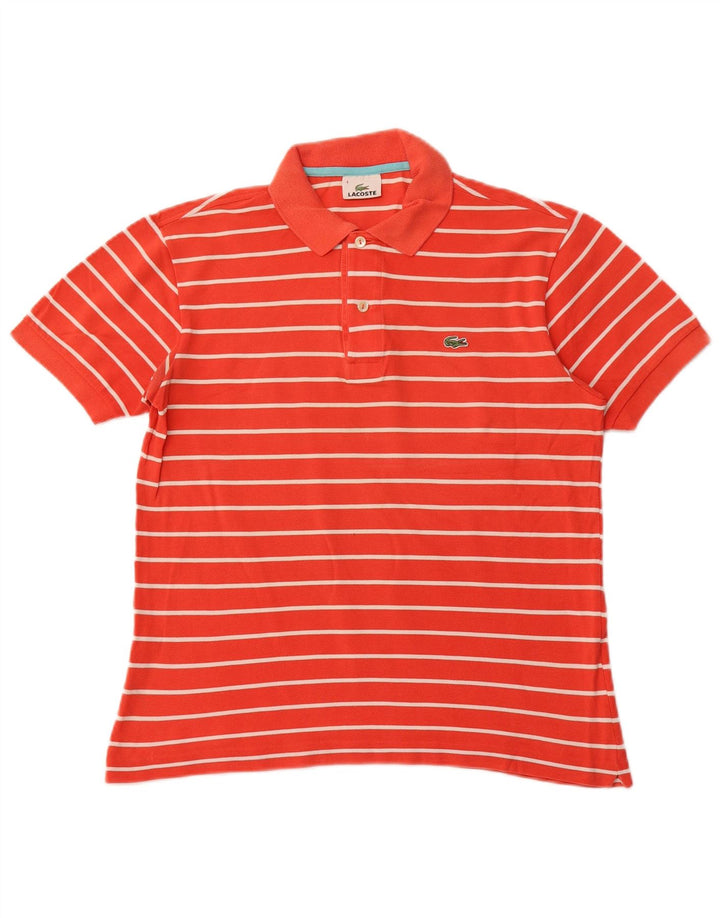 Polo da uomo LACOSTE taglia 4 cotone a righe arancioni medie