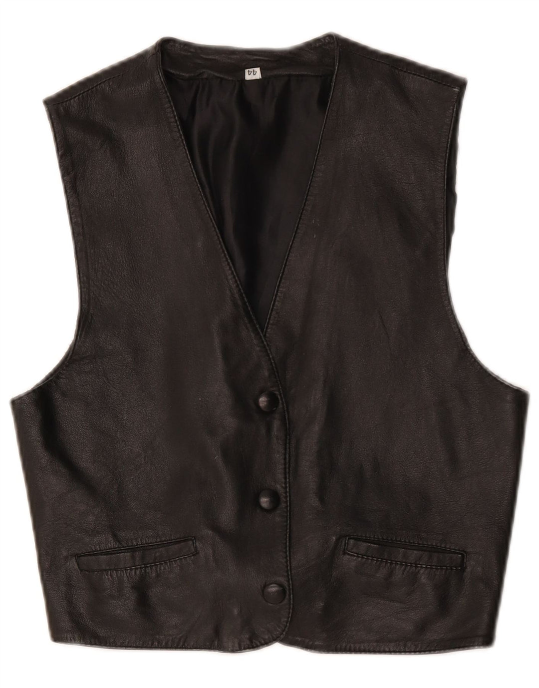 Gilet in pelle da donna vintage IT 44 medio nero