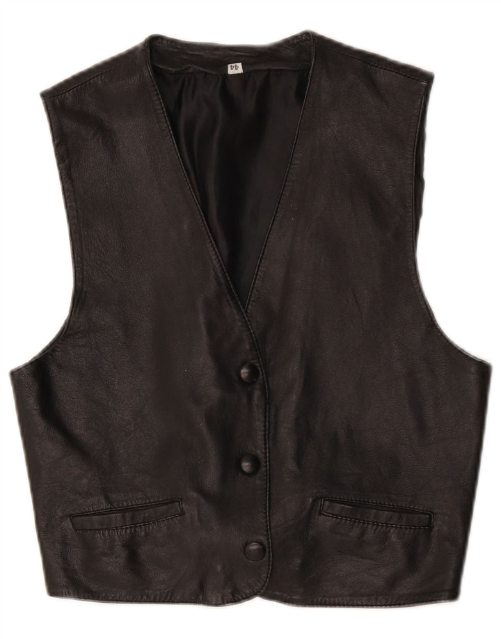Gilet in pelle da donna vintage IT 44 medio nero