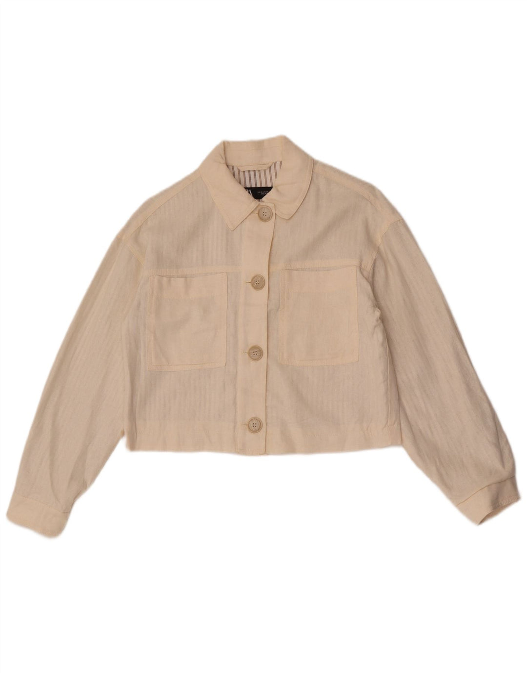 Giubbotto bomber oversize corto da donna Zara UK 6 XS bianco sporco