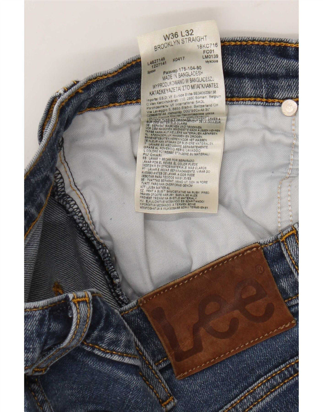 Jeans dritti da uomo Lee Brooklyn W36 L32 cotone blu