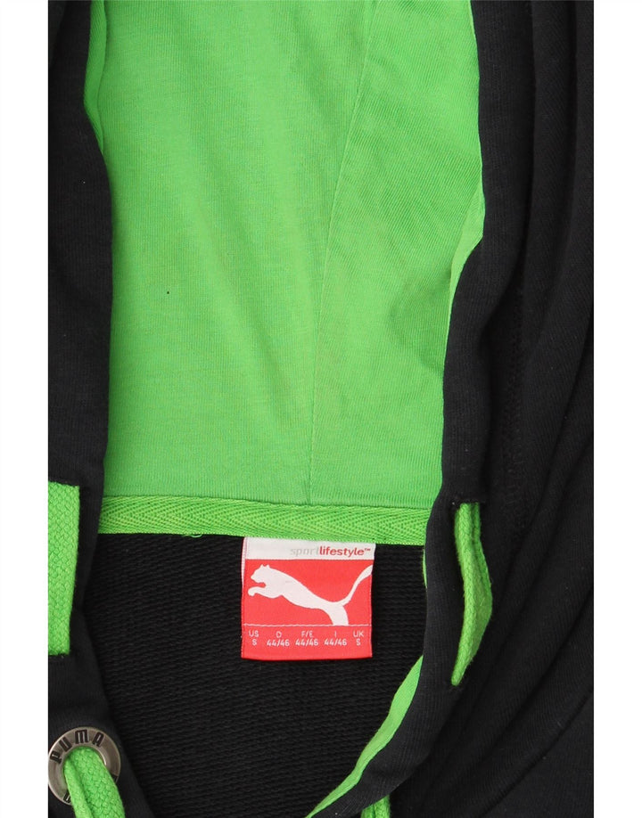 PUMA Mens Graphic Hoodie Jumper Small Black Cotton Vintage Puma and Second-Hand Puma from Messina Hembry 