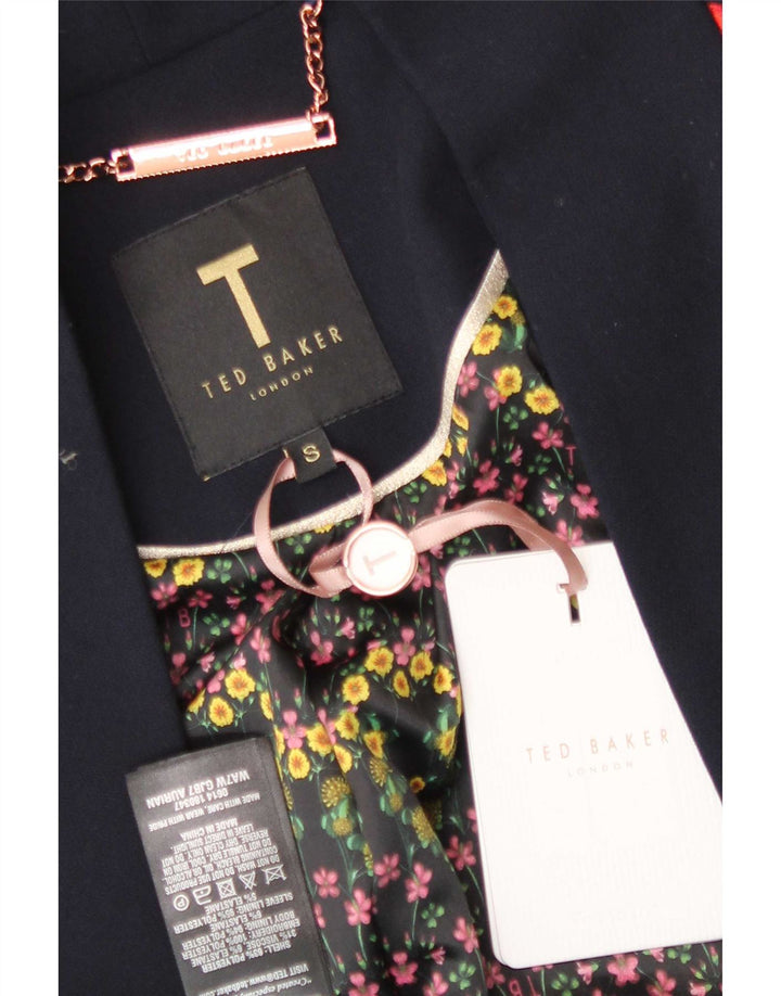 Ted Baker Cappotto oversize da donna con maniche a 3/4 UK 10 Piccolo blu navy floreale