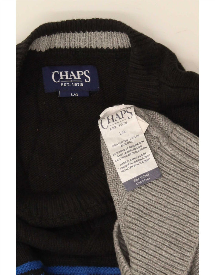 Chaps Uomo Maglione Girocollo Maglione Grande Cotone Fair Isle Grigio