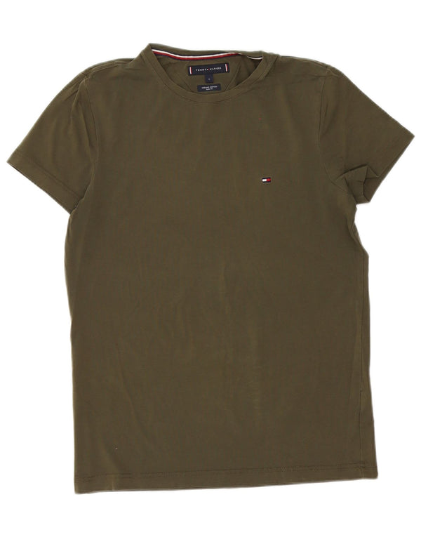 T-shirt slim fit da uomo Tommy Hilfiger Top Small in cotone kaki
