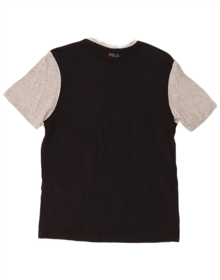 T-shirt grafica da uomo FILA Top Small in cotone color block grigio