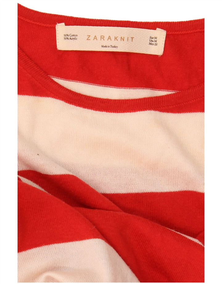 Maglione corto girocollo oversize da donna Zara UK 14 rosso medio