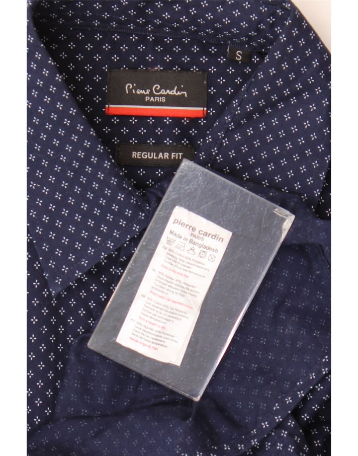 Camicia da uomo Regular Fit Pierre Cardin piccola in cotone maculato blu navy