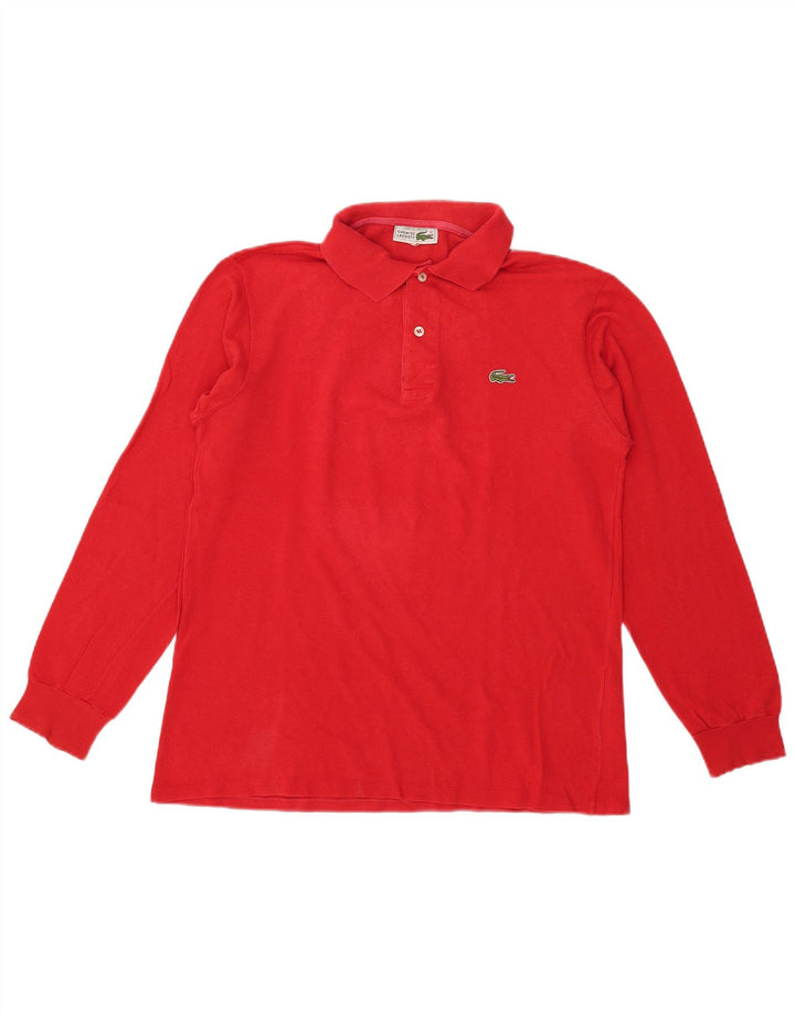 Polo da uomo a maniche lunghe Lacoste taglia 4, cotone rosso medio