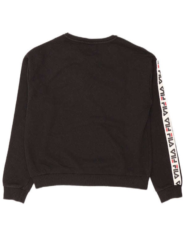 Felpa grafica da donna Fila Maglione UK 14 Cotone color block medio nero