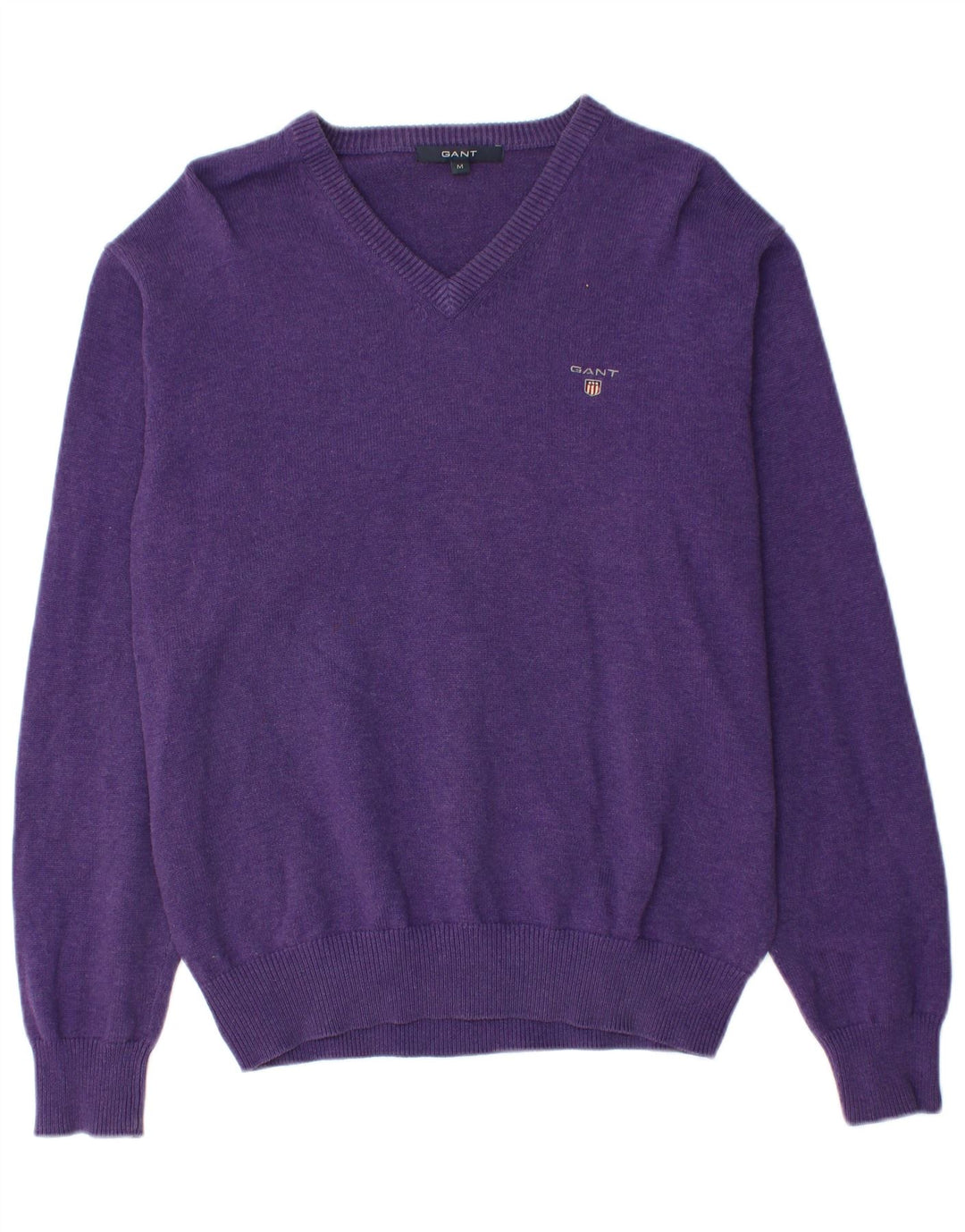 GANT Maglione da uomo con scollo a V in cotone viola medio