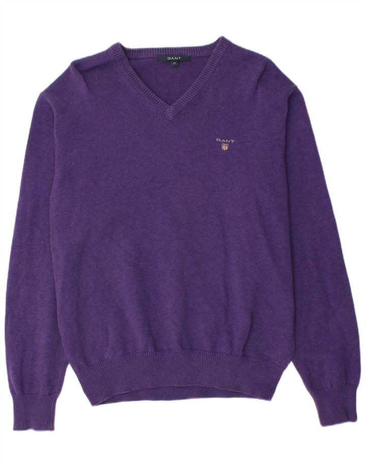GANT Maglione da uomo con scollo a V in cotone viola medio