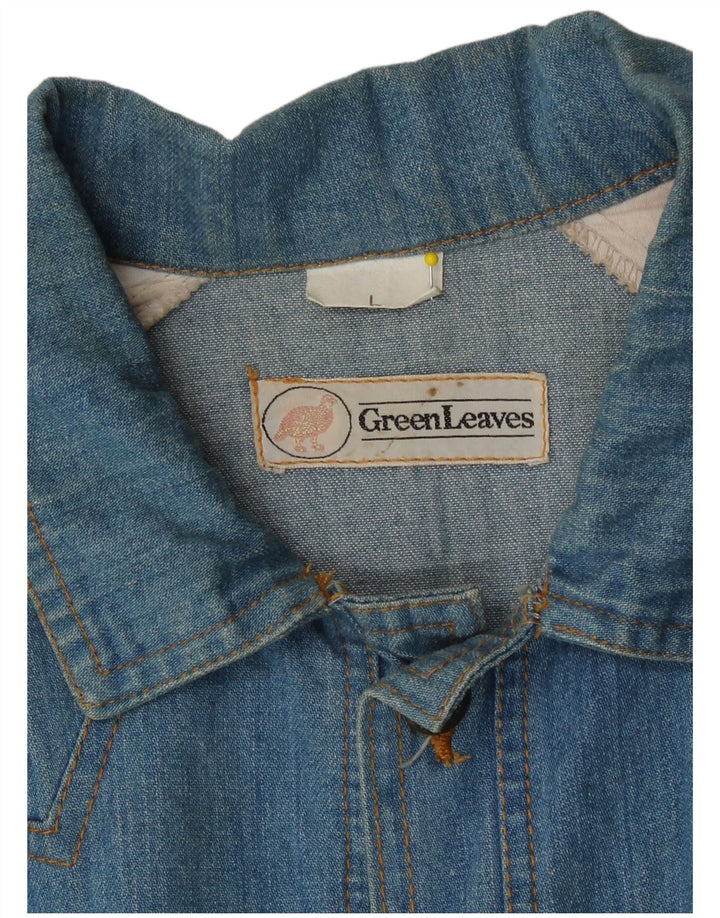 Giacca di jeans da uomo Green Leaves UK 40 grande cotone blu