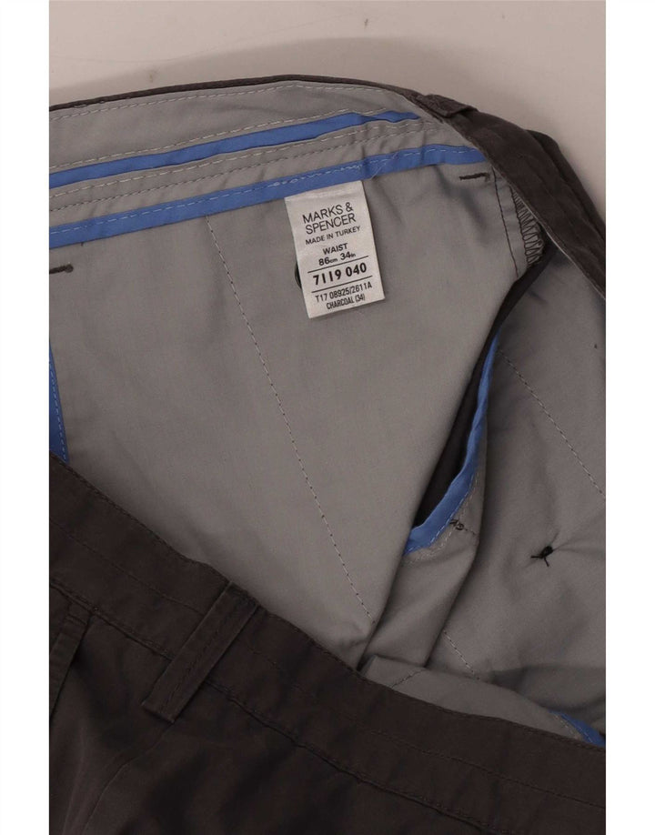 Pantaloncini chino da uomo Marks & Spencer W34 grandi in cotone grigio