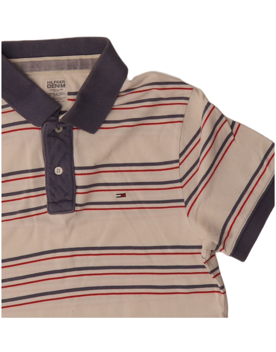 Polo da uomo Tommy Hilfiger piccola in cotone a righe bianche