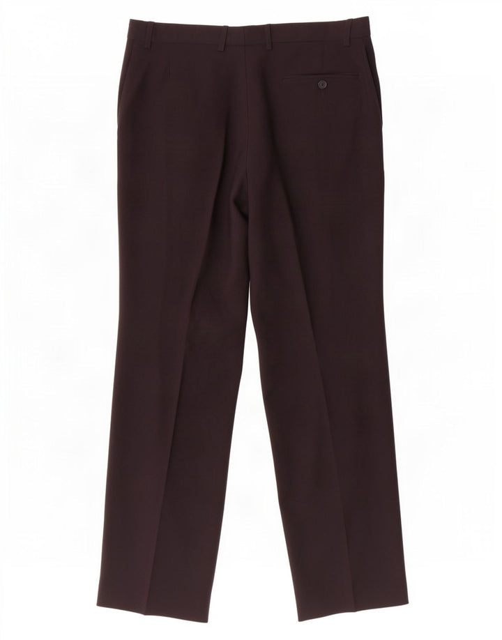Pantaloni da abito dritti da uomo Marks & Spencer W34 L31 poliestere blu navy