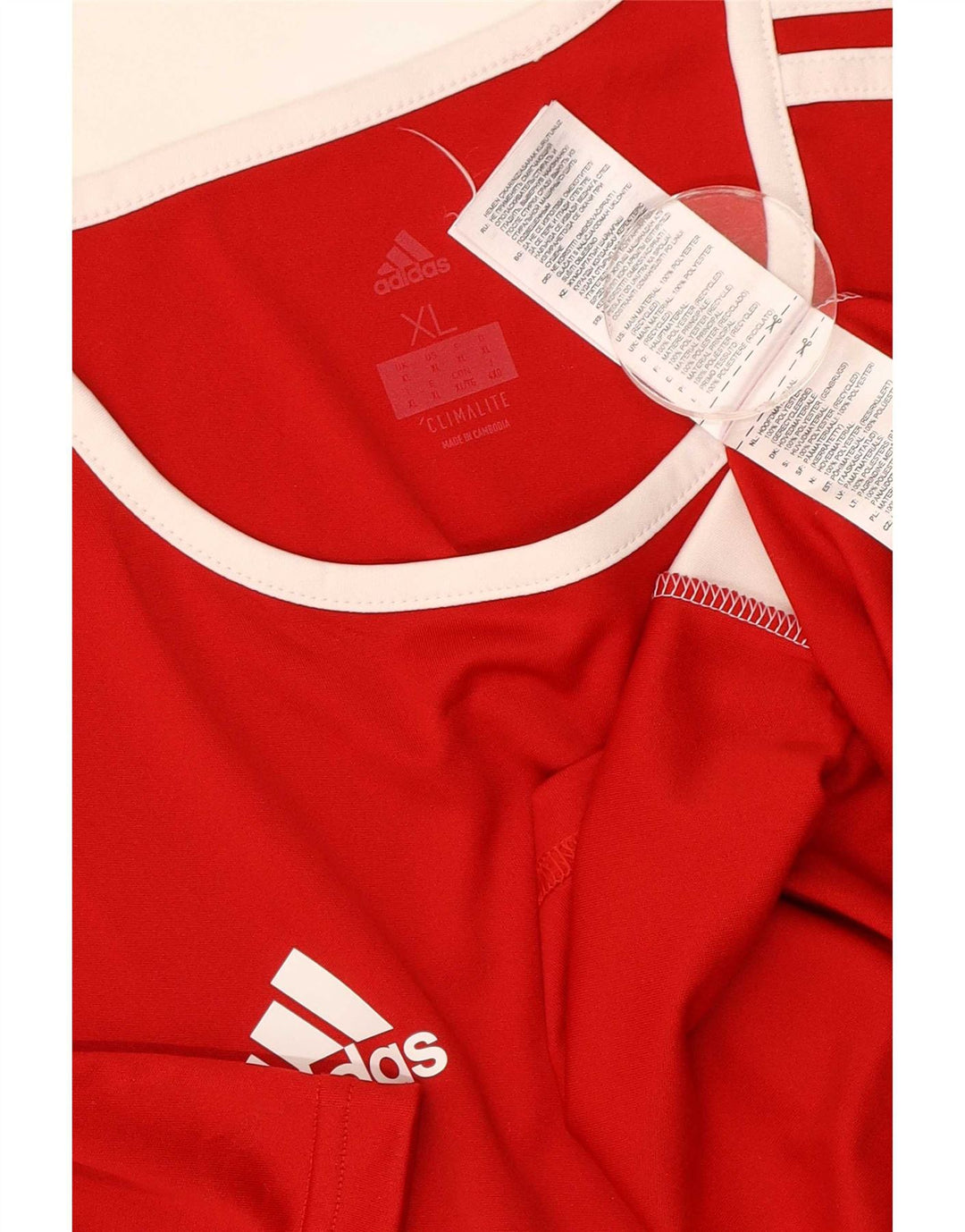 T-shirt Adidas Climalite da uomo XL rossa in poliestere color block
