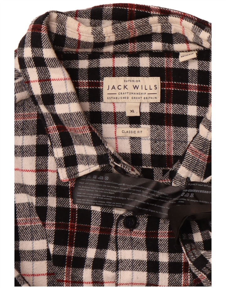 Camicia da uomo in flanella dal taglio classico a quadri Jack Wills XL in cotone a quadri nero