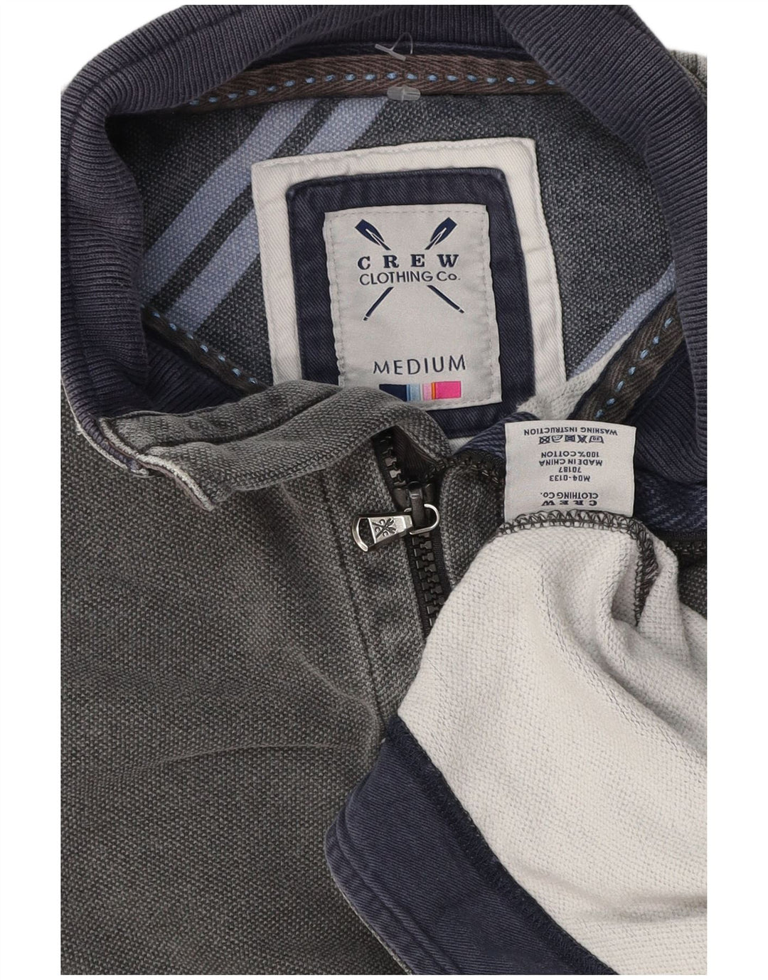 Crew Clothing Felpa con collo con zip da uomo Maglione in cotone grigio medio
