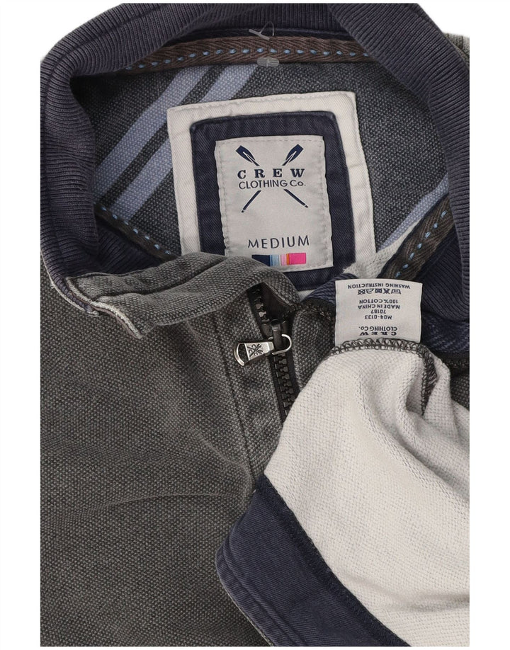 Crew Clothing Felpa con collo con zip da uomo Maglione in cotone grigio medio