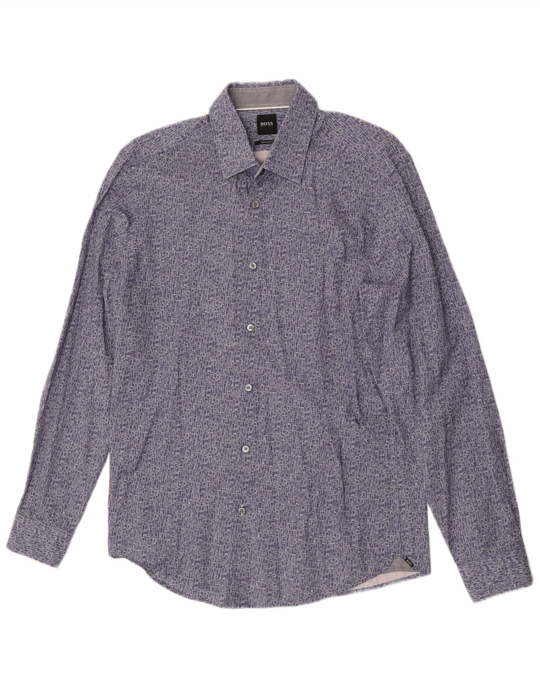 Camicia Hugo Boss da uomo vestibilità regolare in cotone geometrico blu medio