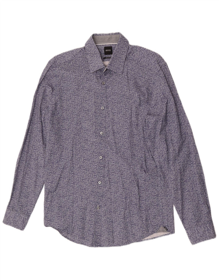 Camicia Hugo Boss da uomo vestibilità regolare in cotone geometrico blu medio