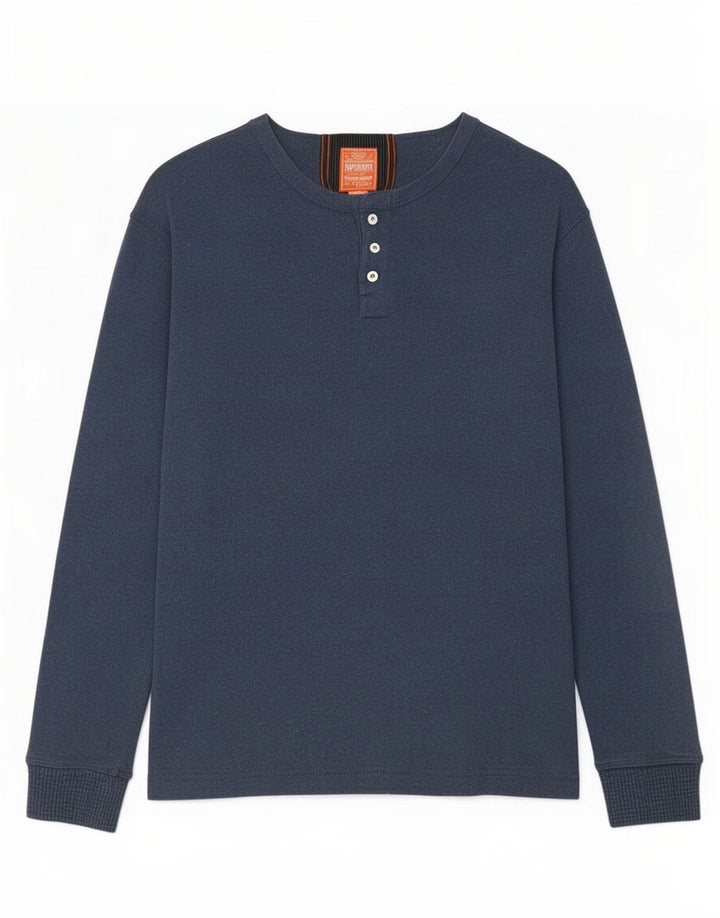 Top da uomo a maniche lunghe Superdry in cotone blu navy medio