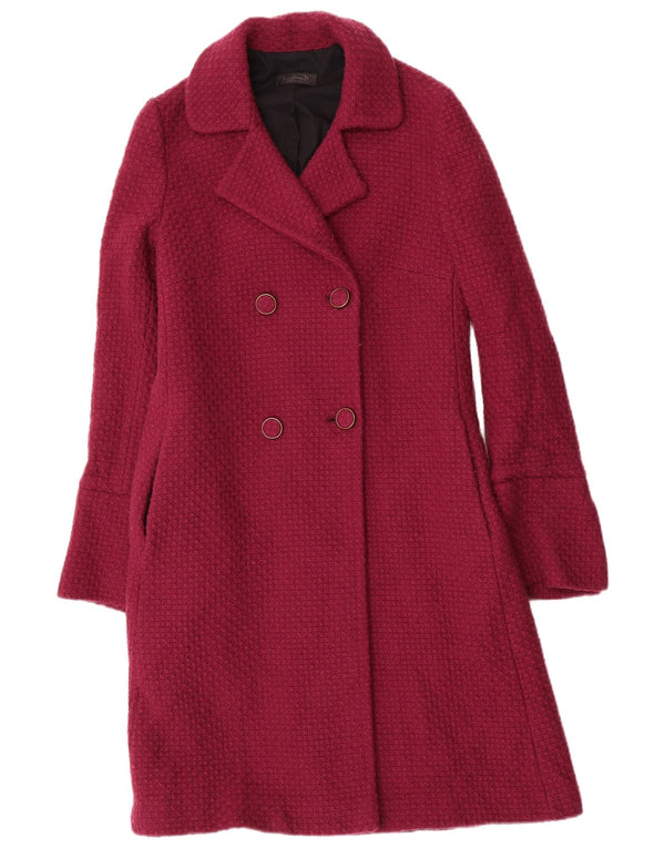 Cappotto doppiopetto vintage da donna IT 44 medio in lana bordeaux
