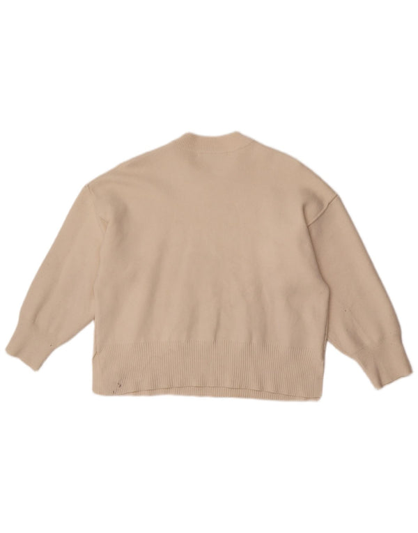 Maglione girocollo oversize da donna Zara UK 10 piccolo in viscosa beige