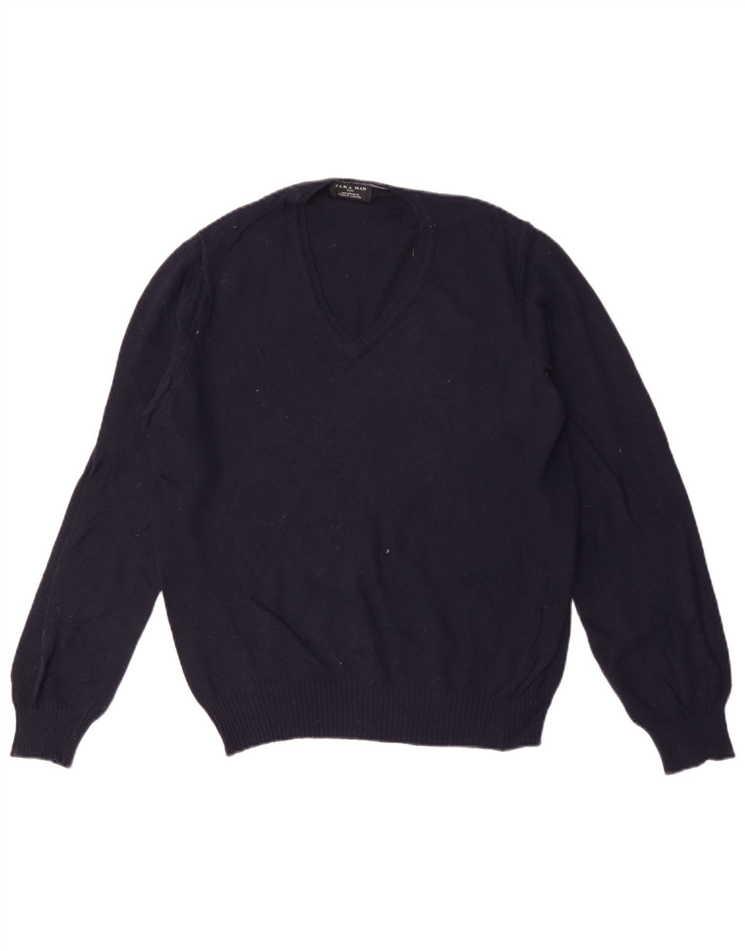 Maglione Zara da uomo con scollo a V blu navy medio