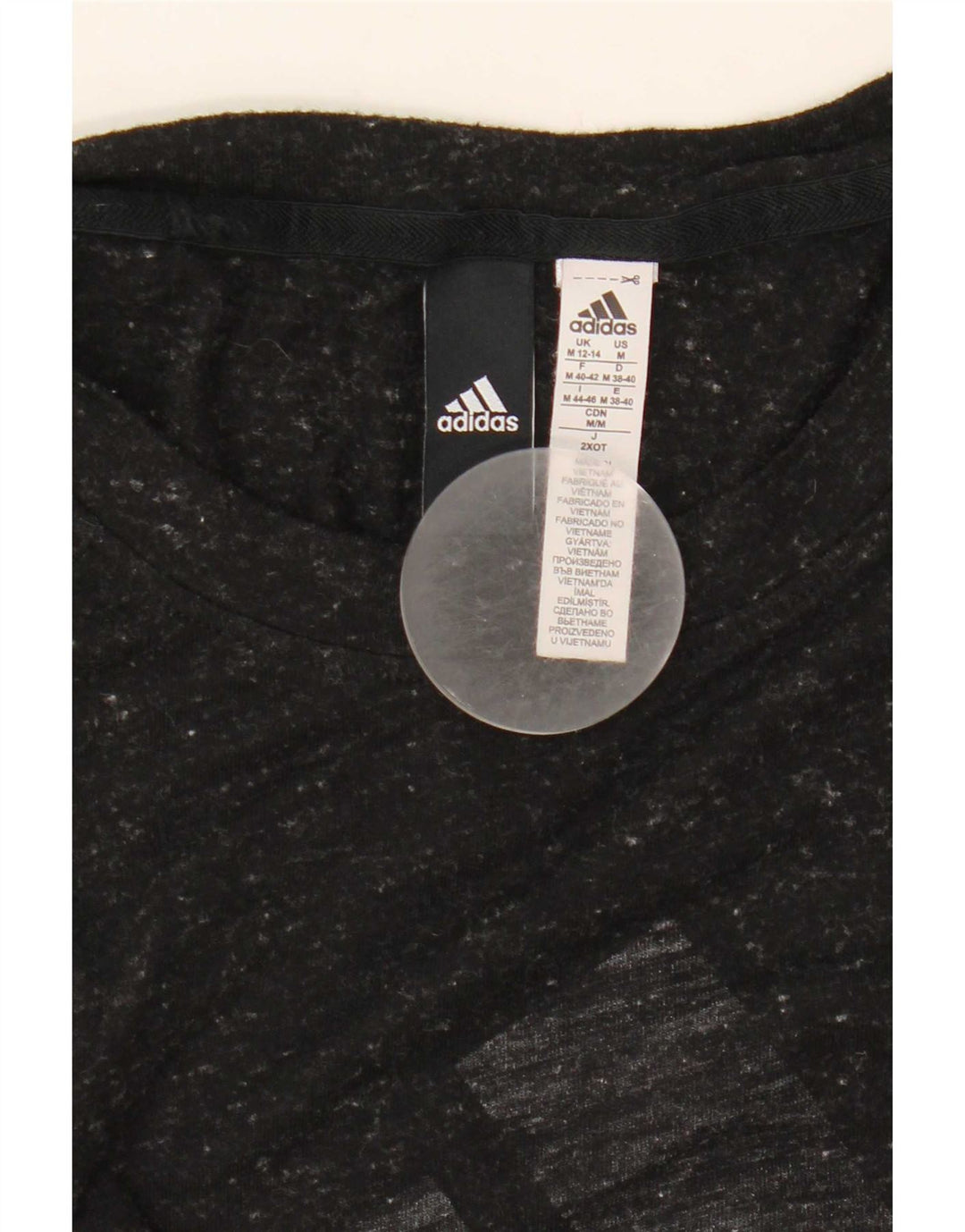 Canotta grafica da donna Adidas UK 12/14 media nera screziata