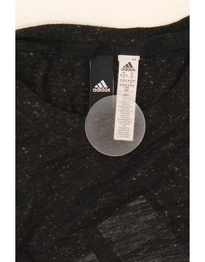 Canotta grafica da donna Adidas UK 12/14 media nera screziata