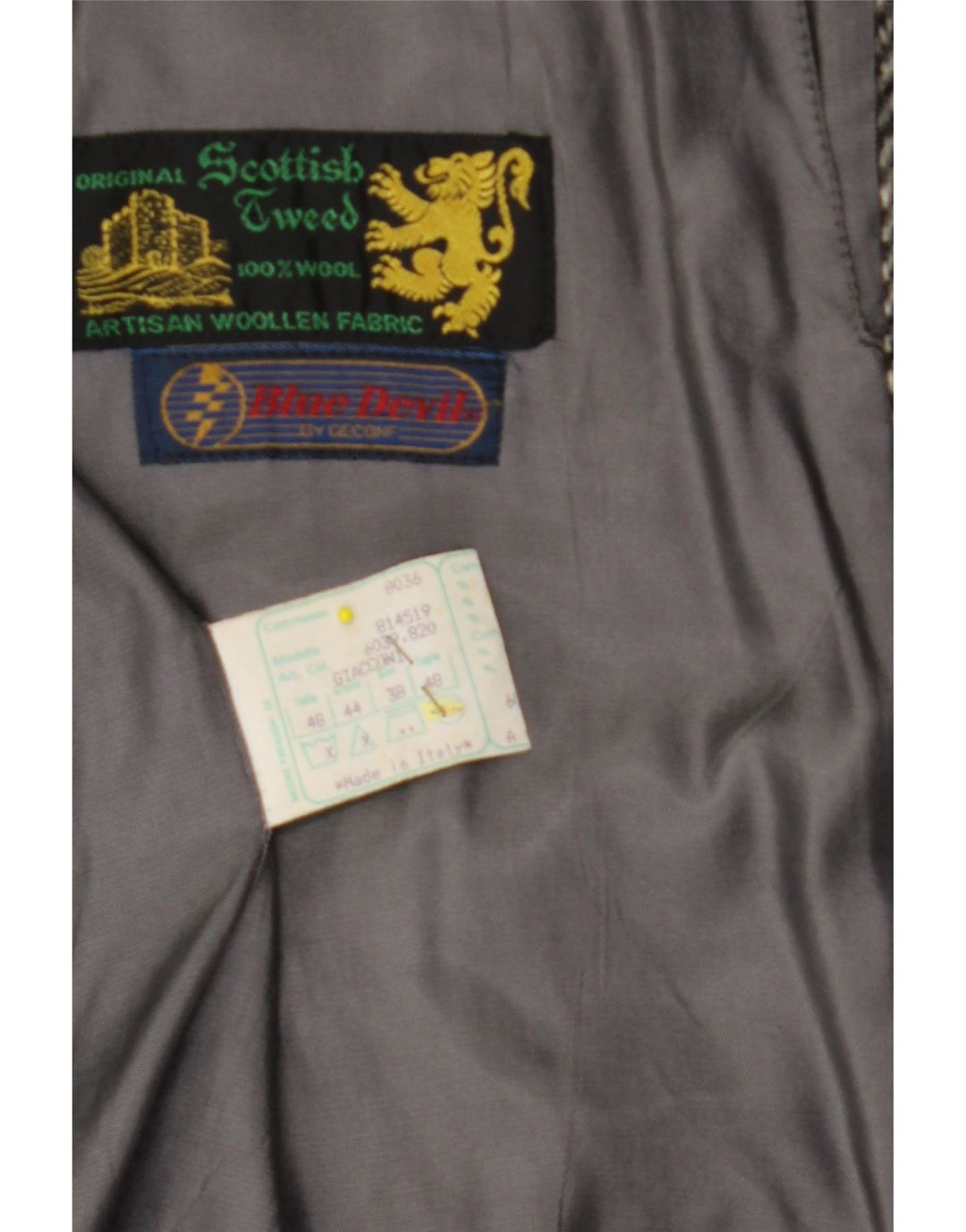 Soprabito da uomo BLUE DEVIL UK 38 Lana a spina di pesce grigio medio