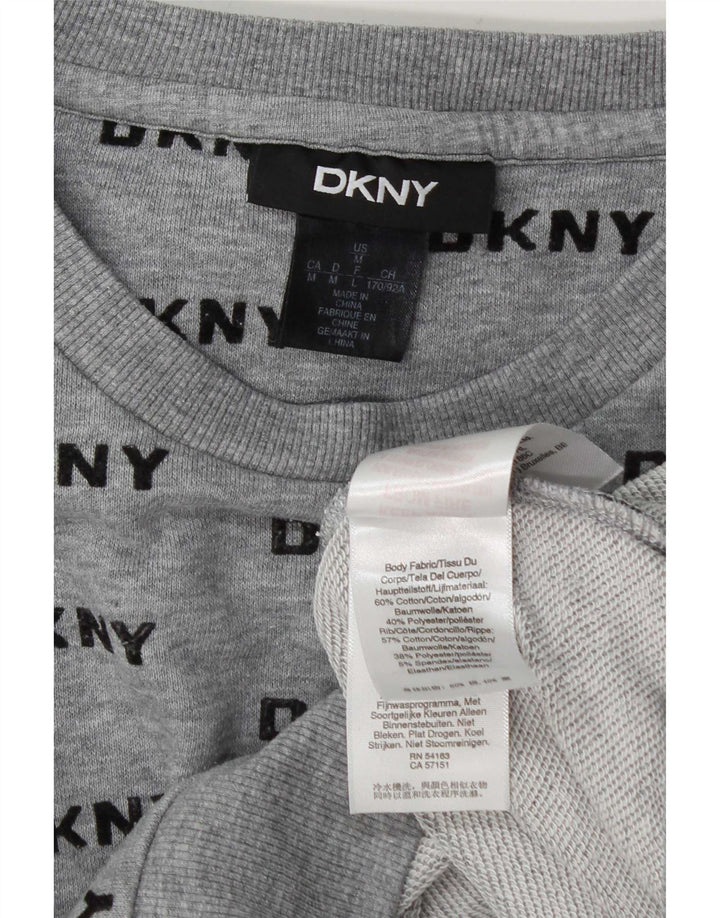 Felpa con grafica corta da donna Dkny UK 14 Cotone grigio medio