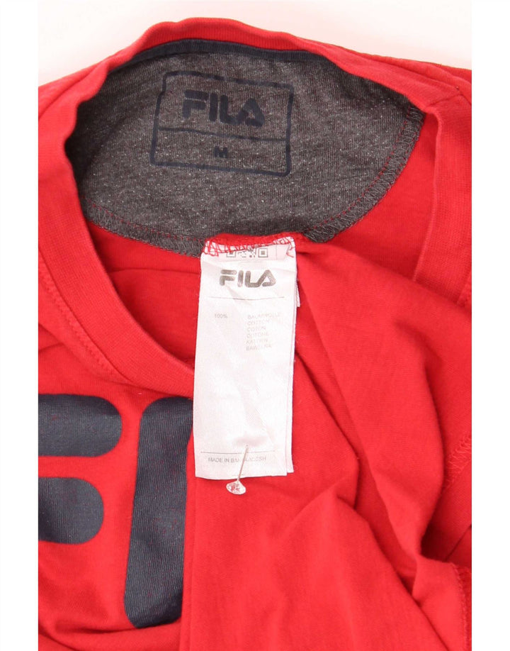 T-shirt grafica da uomo Fila Top in cotone rosso medio