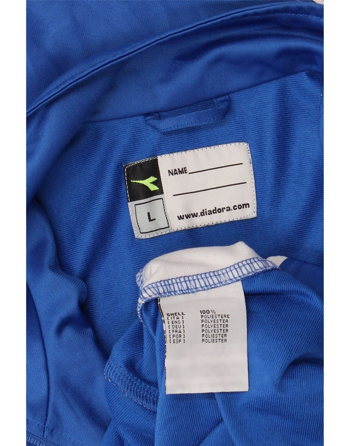 Giacca da ginnastica grafica da uomo Diadora Large in poliestere color block blu