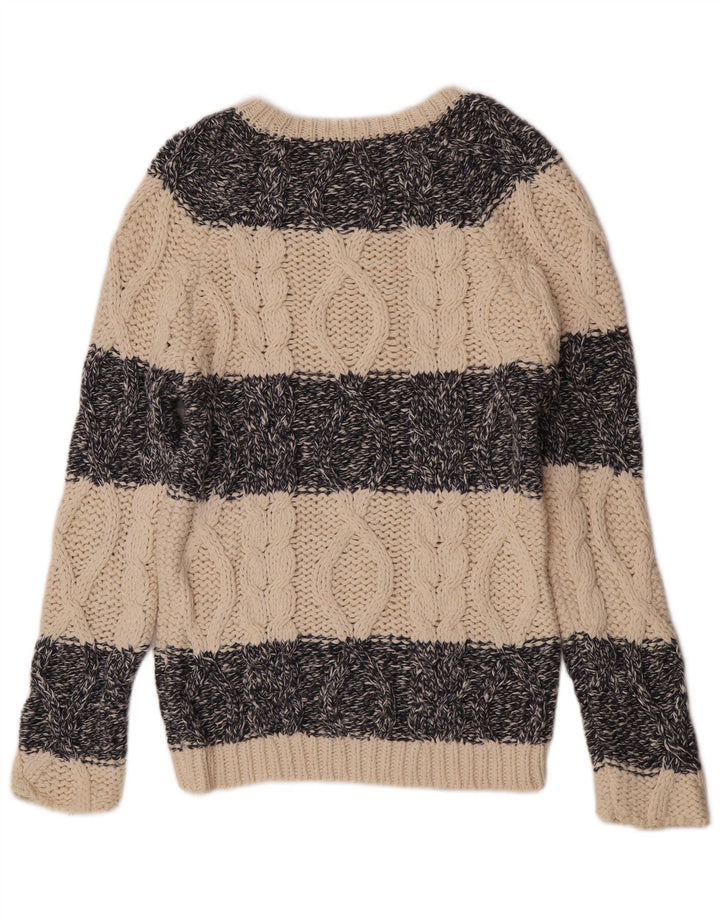 Maglione Zara da uomo con scollo a barca a righe beige medio