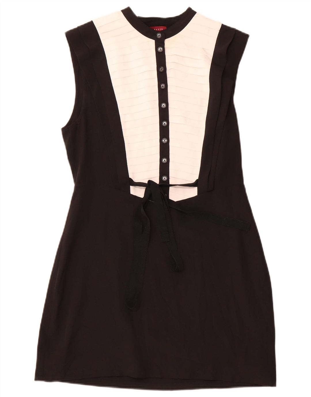TED BAKER Abito da donna senza maniche a trapezio taglia 2 piccolo nero colorblock