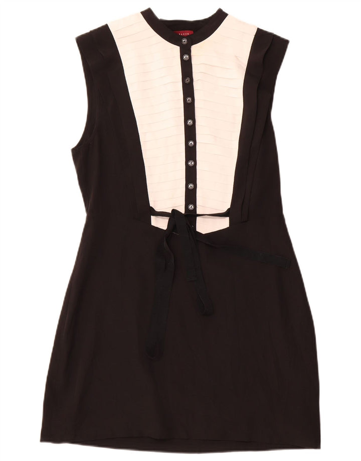 TED BAKER Abito da donna senza maniche a trapezio taglia 2 piccolo nero colorblock