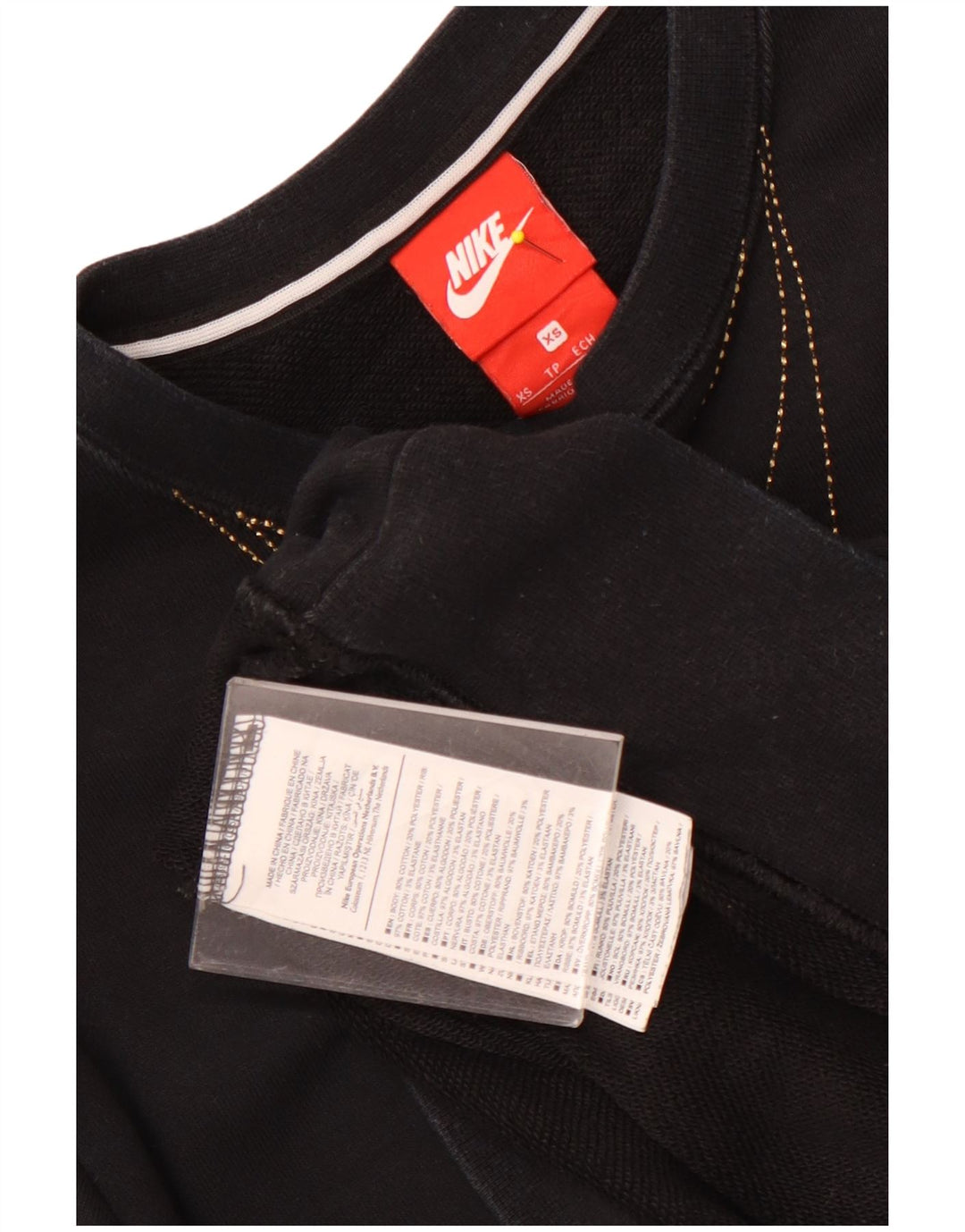 Felpa oversize con grafica NIKE da donna UK 6 XS cotone nero