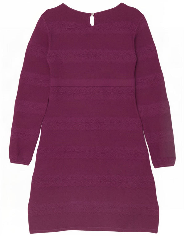 Abito maglione a maniche lunghe da donna Fat Face UK 8 Piccolo cotone a righe viola