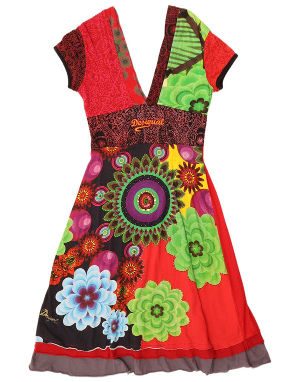 Desigual Abito da donna a linea A con grafica UK 10 Piccolo floreale multicolore
