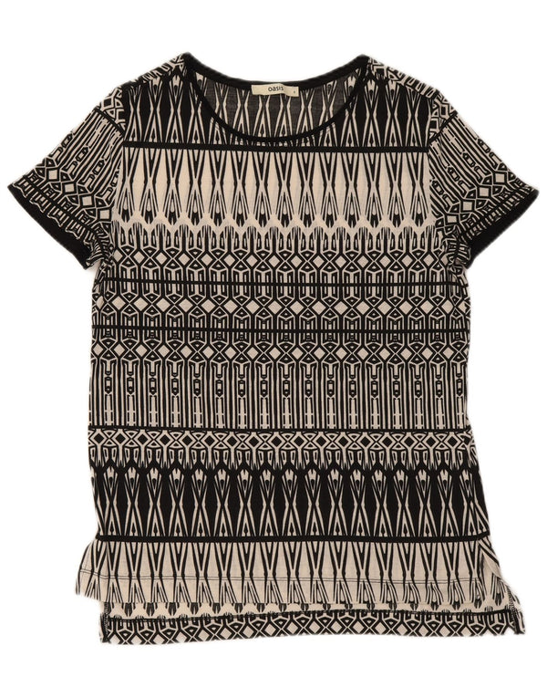 T-shirt da donna Oasis Top UK 10 piccola nera geometrica