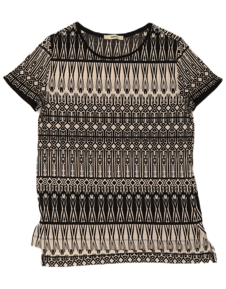 T-shirt da donna Oasis Top UK 10 piccola nera geometrica