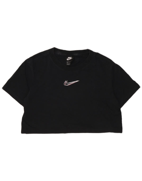 T-shirt grafica oversize corta Nike da donna UK 6 XS cotone nero
