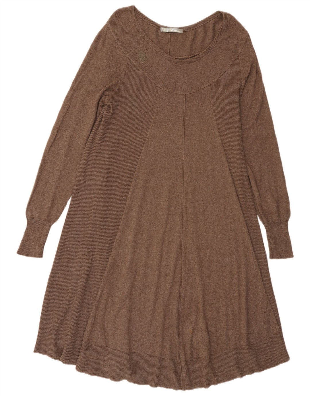 Abito maglione da donna Marks & Spencer UK 14 Cotone marrone medio