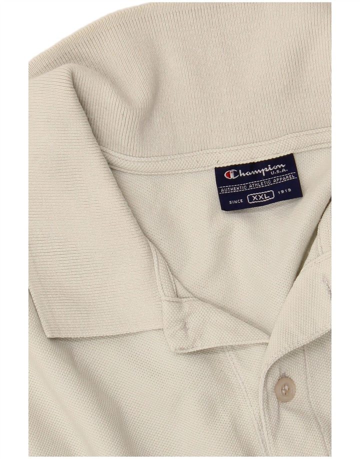 CHAMPION Mens Polo Shirt 2XL White Cotton
